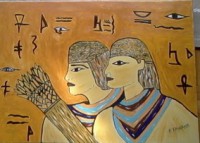 Olio su tela 50 x 70 Motivo " Egizi " Pittore Flavio Fontana 